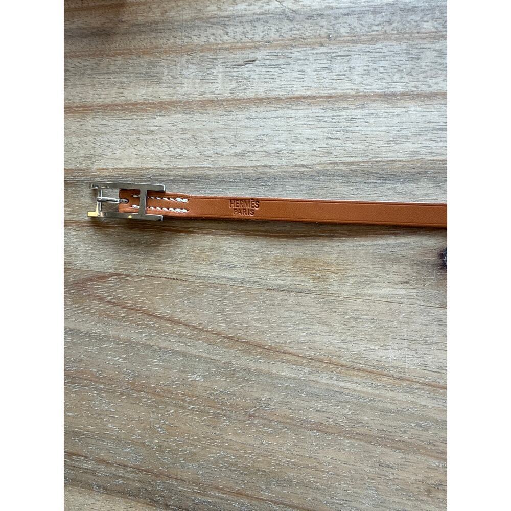 Hermès Hapi Cognac and Silver Triple Tour Bracelet AUTHENTIC comes with box - Picture 9 of 10